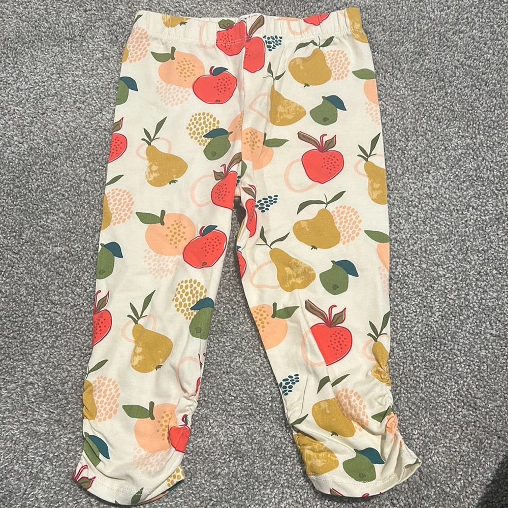 Mud Pie Fruit Apple Pear Peach leggings with ruched ankles 5T NWOT‎